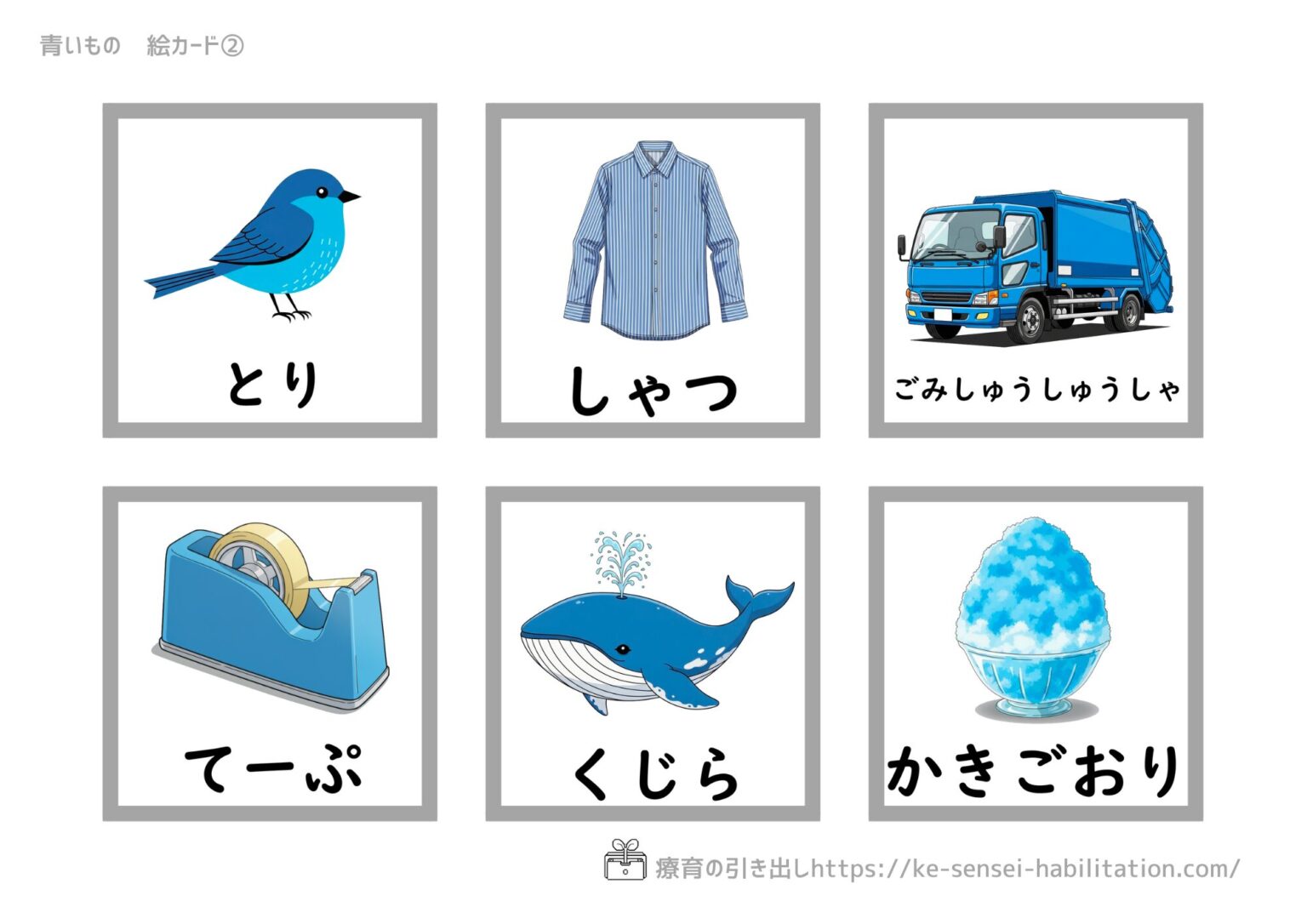 【絵カード】 青いもの絵カード [やりとり・言葉]｜療育の引き出し