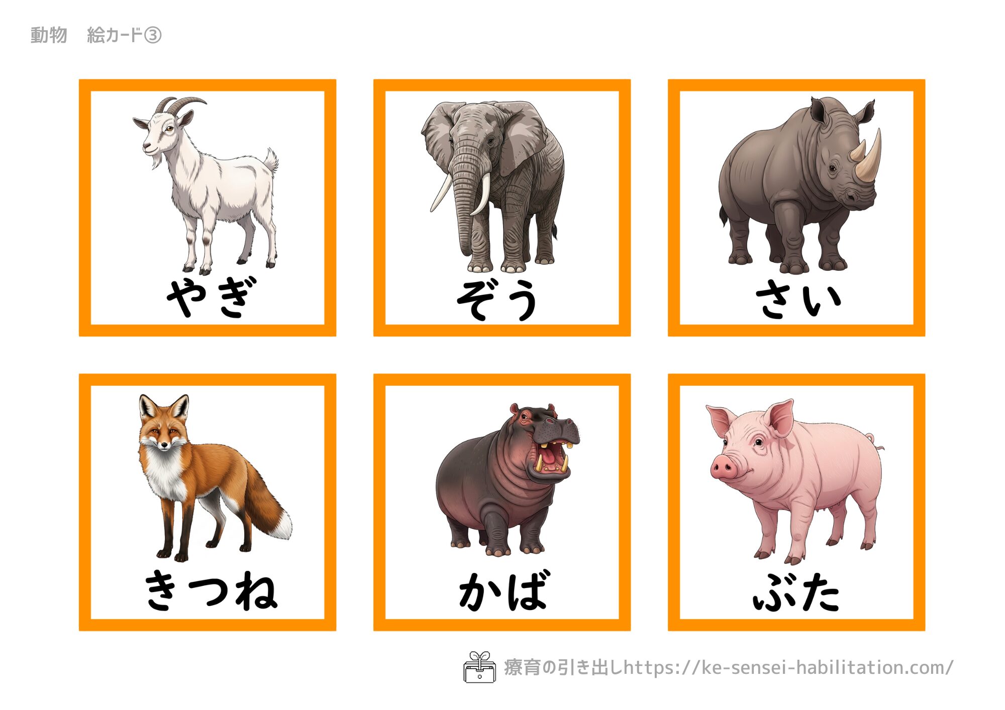 【絵カード】　動物　３