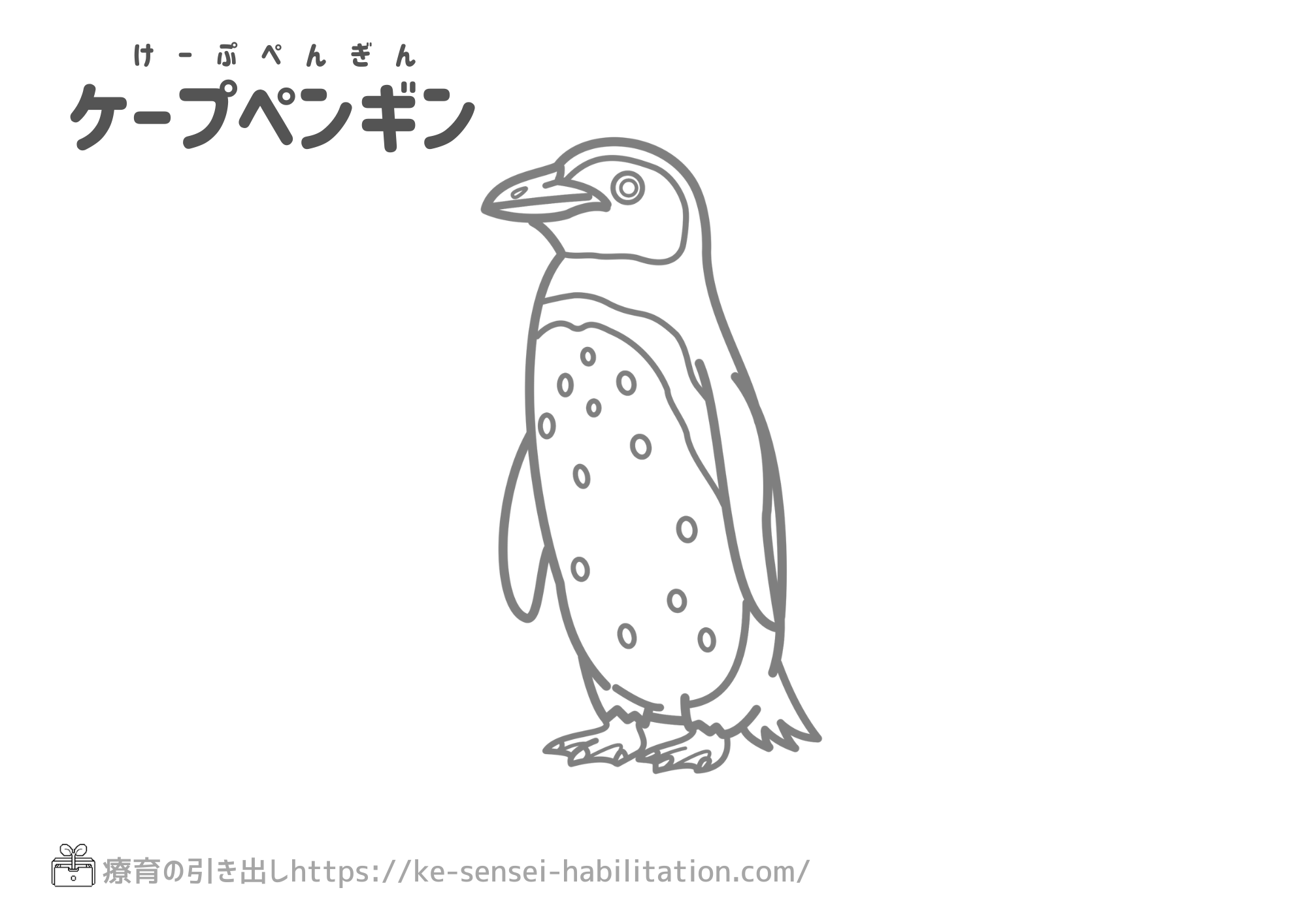 生き物ぬりえ　鳥系　ケープペンギン