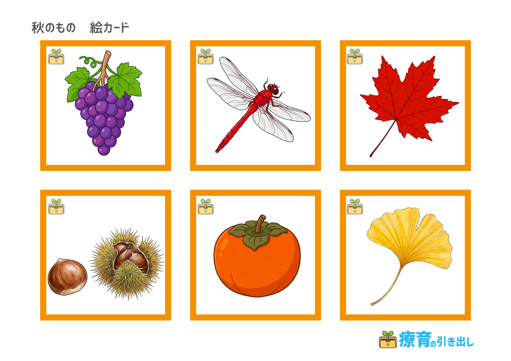 秋のもの絵カード　１　文字なし