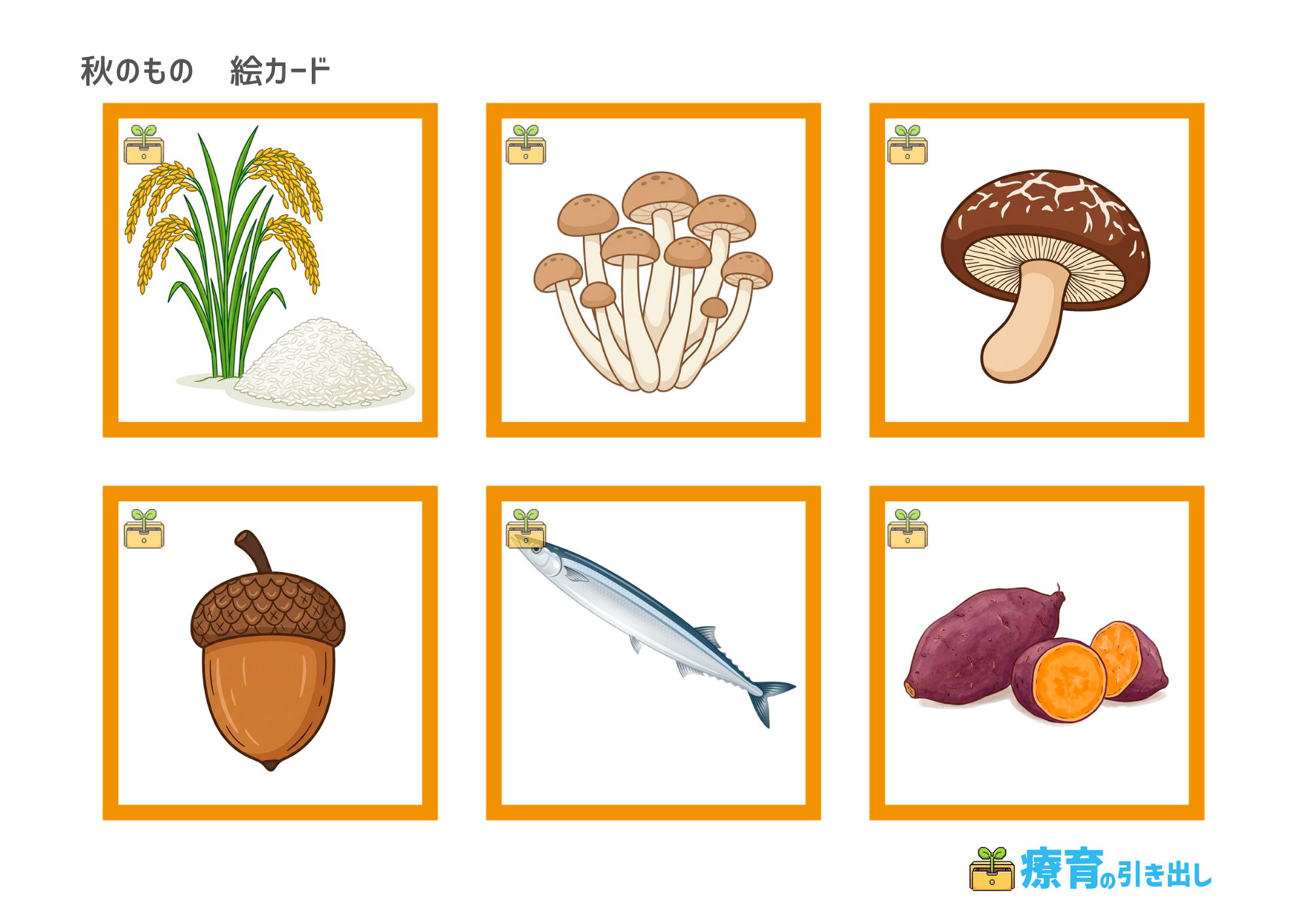 秋のもの絵カード　１　文字なし